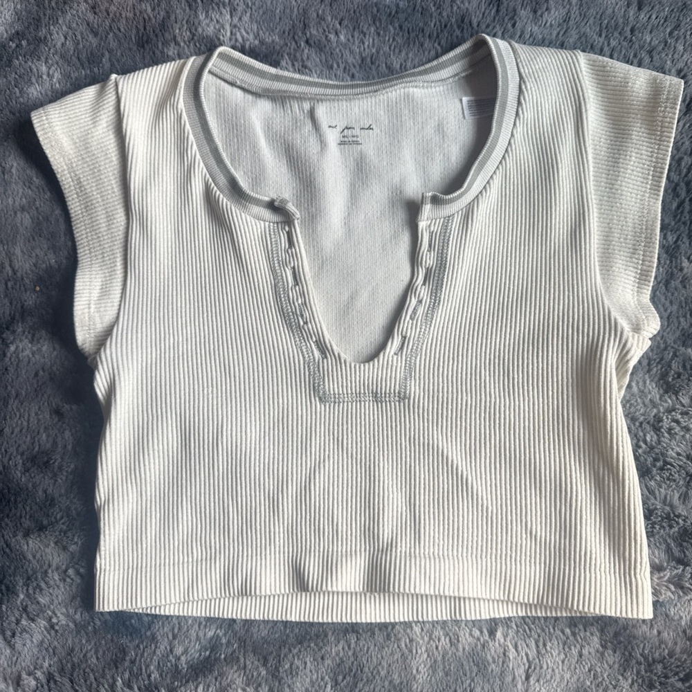 Urban Outfitters White Ribbed Crop Top